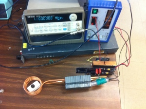 The apparatus the students have created is made of a copper coil, a DC alternator and a few  other"off the shelf" components. Scientists in Beaumont may use this device in the near future.